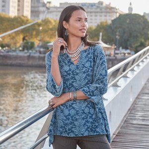 Sundance Regal Velvet Floral Tunic Top Size M